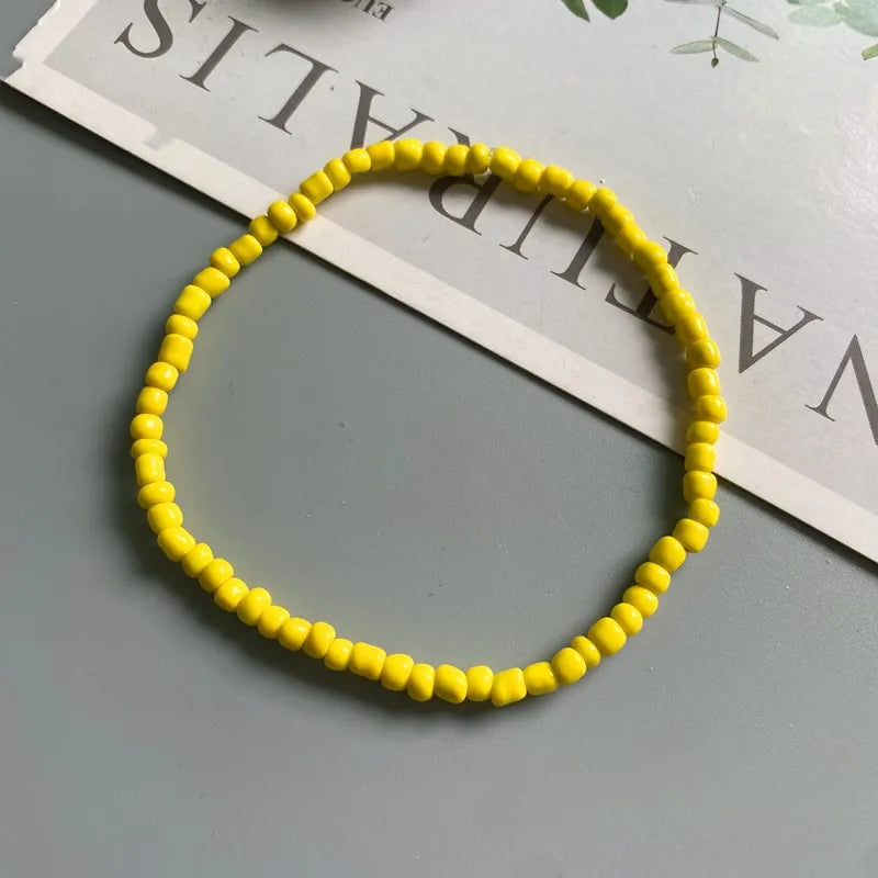 White Anklet for Women Colorful Fashion Girl Tiny Seed Beads Foot Bracelet Yellow Bohemian Anklet Gift Jewelry