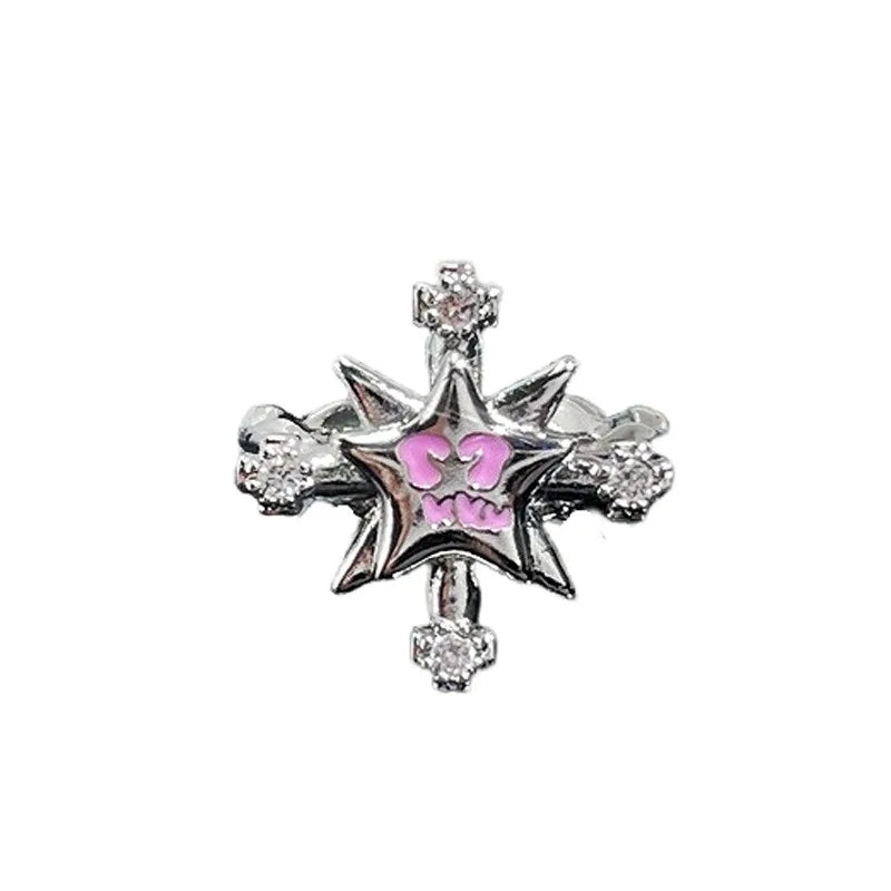 New Fashhhion Punk Dark Vintage Cross Open Rings for Women Luxury Copper Gold-plated High-quality Rings Y2K Style Jewelry Gift