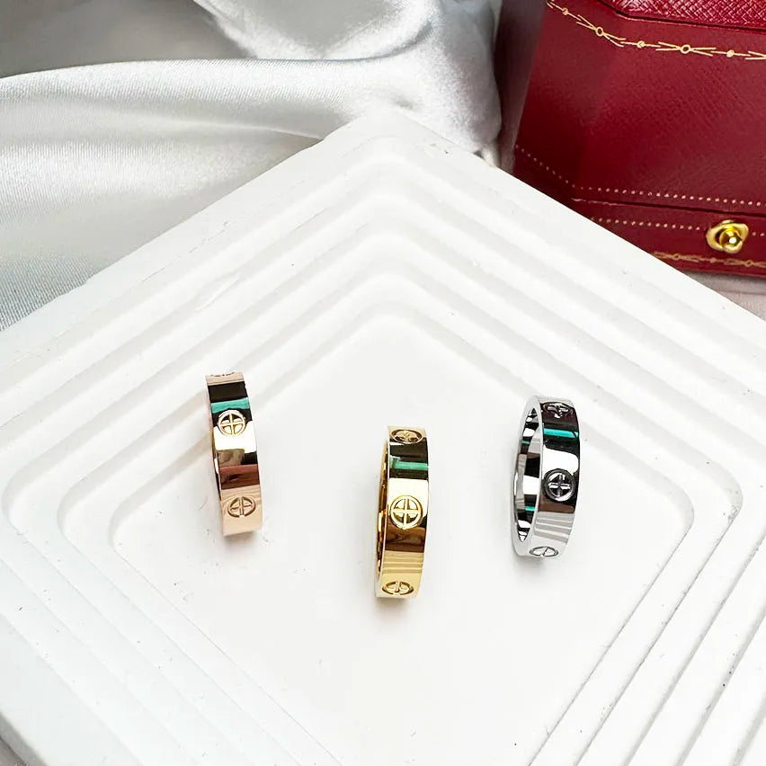 Luxury Brand Classic Cross with StoneStainless Steel Ring for Girl Women Couple Rings In Wedding Birthday Gift Never Fade