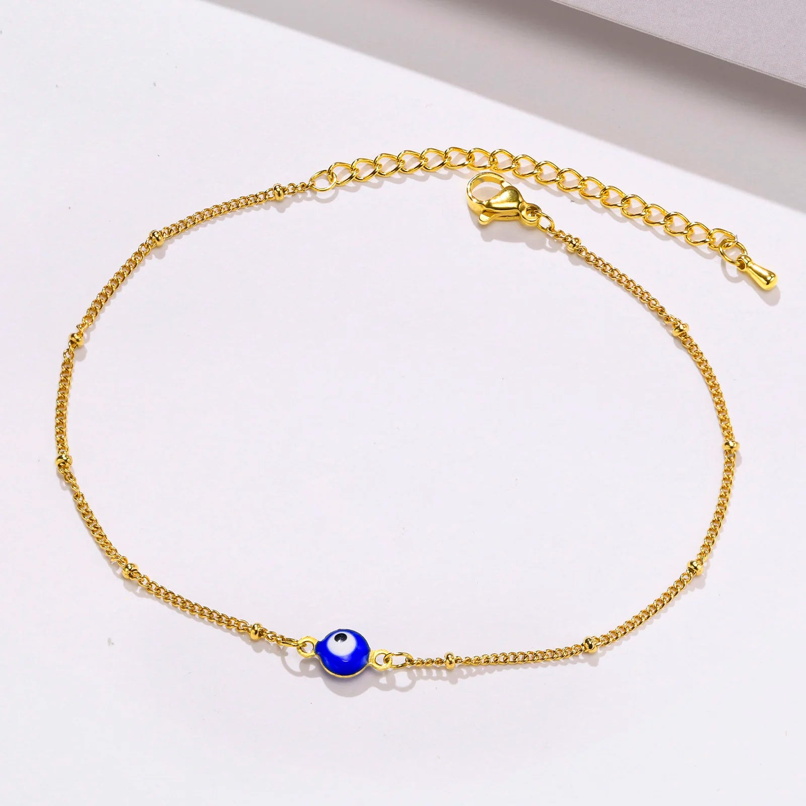 Stainless Steel Lucky Evil Eye Anklet Bracelet for Women, Blue Eye Beaded Chain Foot Anklets Summer Beach Lucky Amulet Gift
