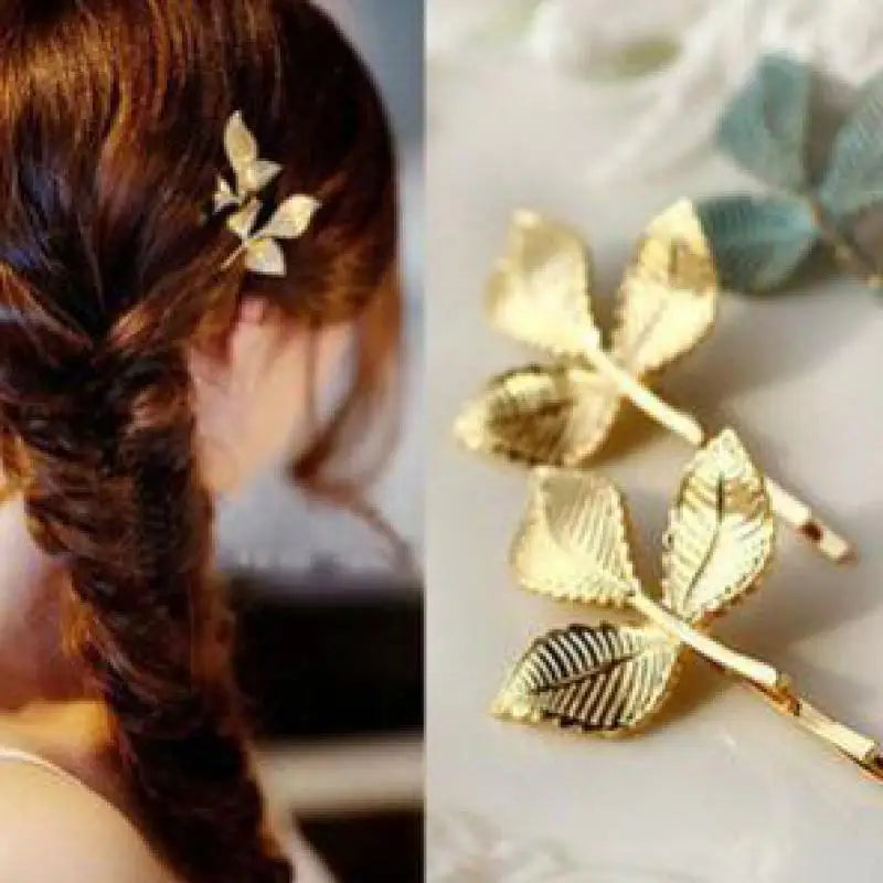 The Latest Models Three-dimensional Leaves Fresh Retro Small Hairpin Side Clip Hair Accessories Wholesale Hair Sticks Crystal