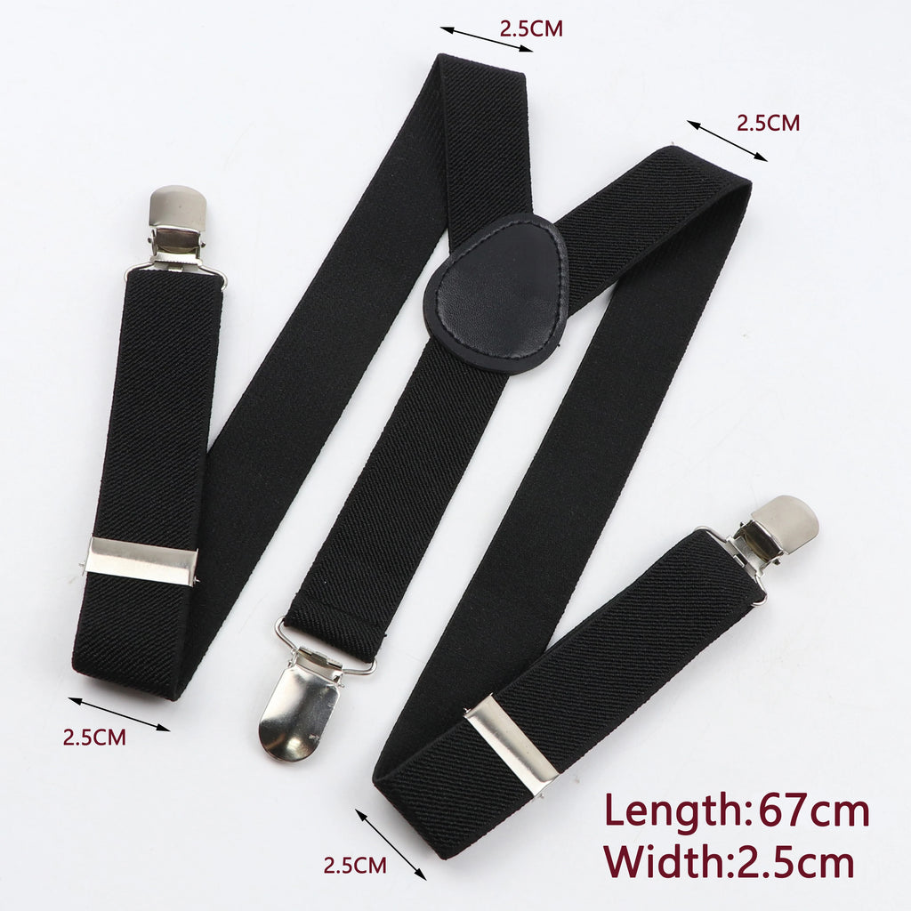 Fashion Men Kids Suspender Bowtie Sets For Wedding Party Festival Gift Brown Khaki Elastic Y-back Straps Pants Shirt Accessory