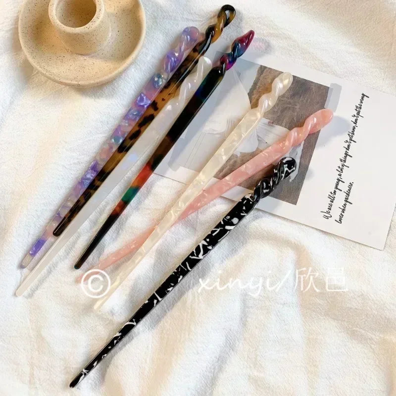 Hair Sticks Vintage Acetate Resin Marbled Women Hairpins Headdress Headwears Wedding Jewelry Hair Accessories Chinese Styles