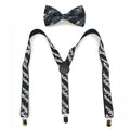 Unisex Y-Shape Suspender Bowtie Set Score Line Music Note Office Casual Braces for Trousers Pants Holder Top Mix Match Women Men