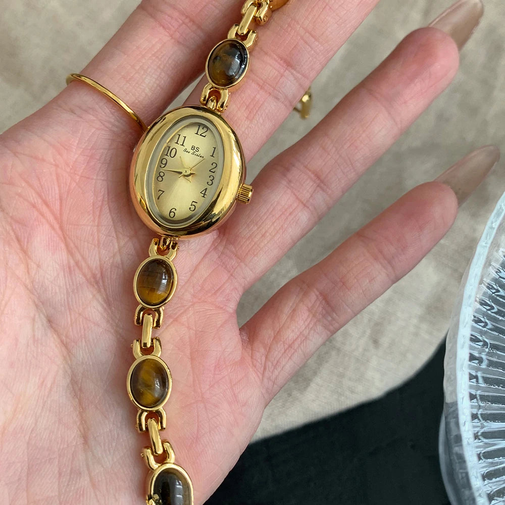 Fashion Casual Women's Watches Natural Jade Bracelet Digital Oval Dial High-end Ladies Wristwatch Watches For Woman Accessory