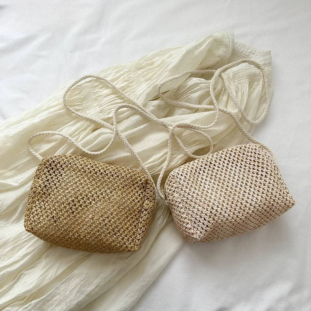 Ladies Fashion Summer Straw Crossbody Bag Women Beach Holiday Shopping Woven Shoulder Handbag Messenger Purses for Women Bags