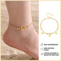 Ball Anklet Bracelet Stainless Steel Non-tarnish Waterproof Adjustable Beach Bead Cuban Link Summer Boho Foot Jewelry for Women