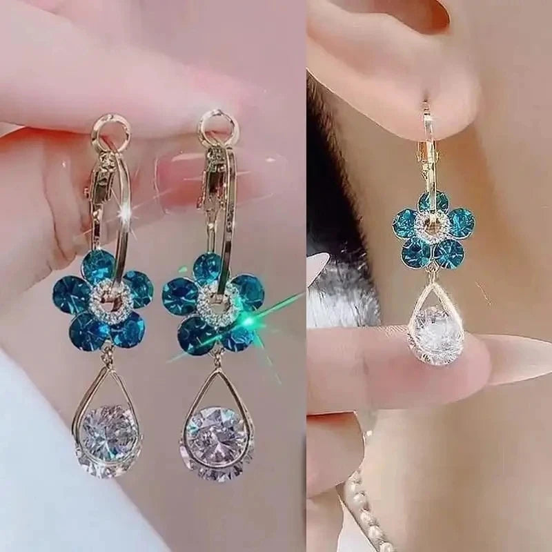 Green Crystal Butterfly Earrings