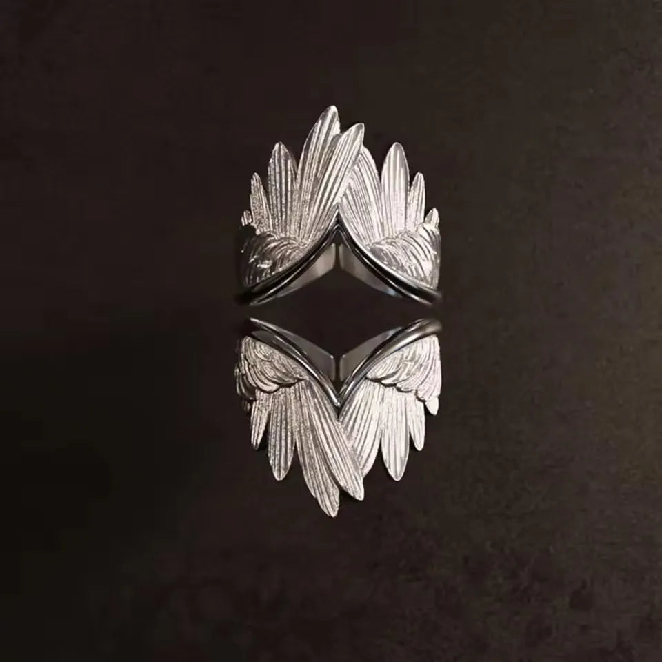 2025 Retro Angel Wings Ring For Women Girls Punk Gothic Adjustable Open Ring Handmade Designer Jewelry Accessories Gift