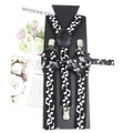 Fashion Unisex Suspender Set Musical Note Stave Rainbow Braces With Bowtie Clip-on Elastic Y-back Mens Straps Butterfly Party Gi