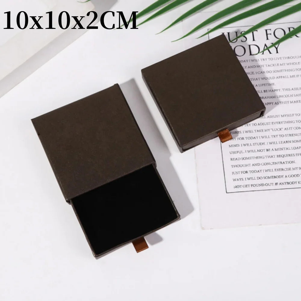 1Pc Thick Kraft Paper Drawer Jewelry Box With Sponge Greet Card for Necklace Bracelet Ring Gift Box Jewelry Packaging Box Joyero
