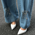 Retro Metal Heart-Shaped Tassel Pendant Pin Pants Ankle Chain 2025 Creative Sweet Imitation Pearl Girl Fashion Charm Jewelry