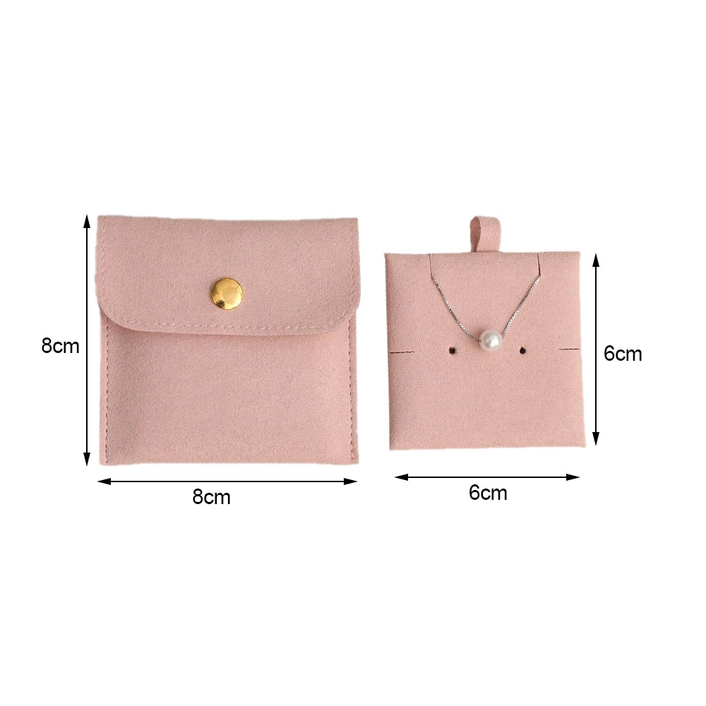 New Mini Jewelery Packaging Bags with Internal Card Necklace Ring Earrings Gift Storage Snap Button Envelope Organizer Pouch