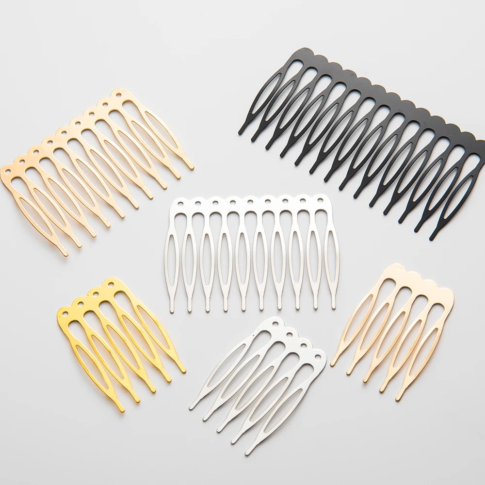 10pcs 5 8 10 12 14 16 18 Teeth Metal Hair Comb Brass For Clip Women Girl Bridal Ornament Jewelry Decorative Accessories Wedding