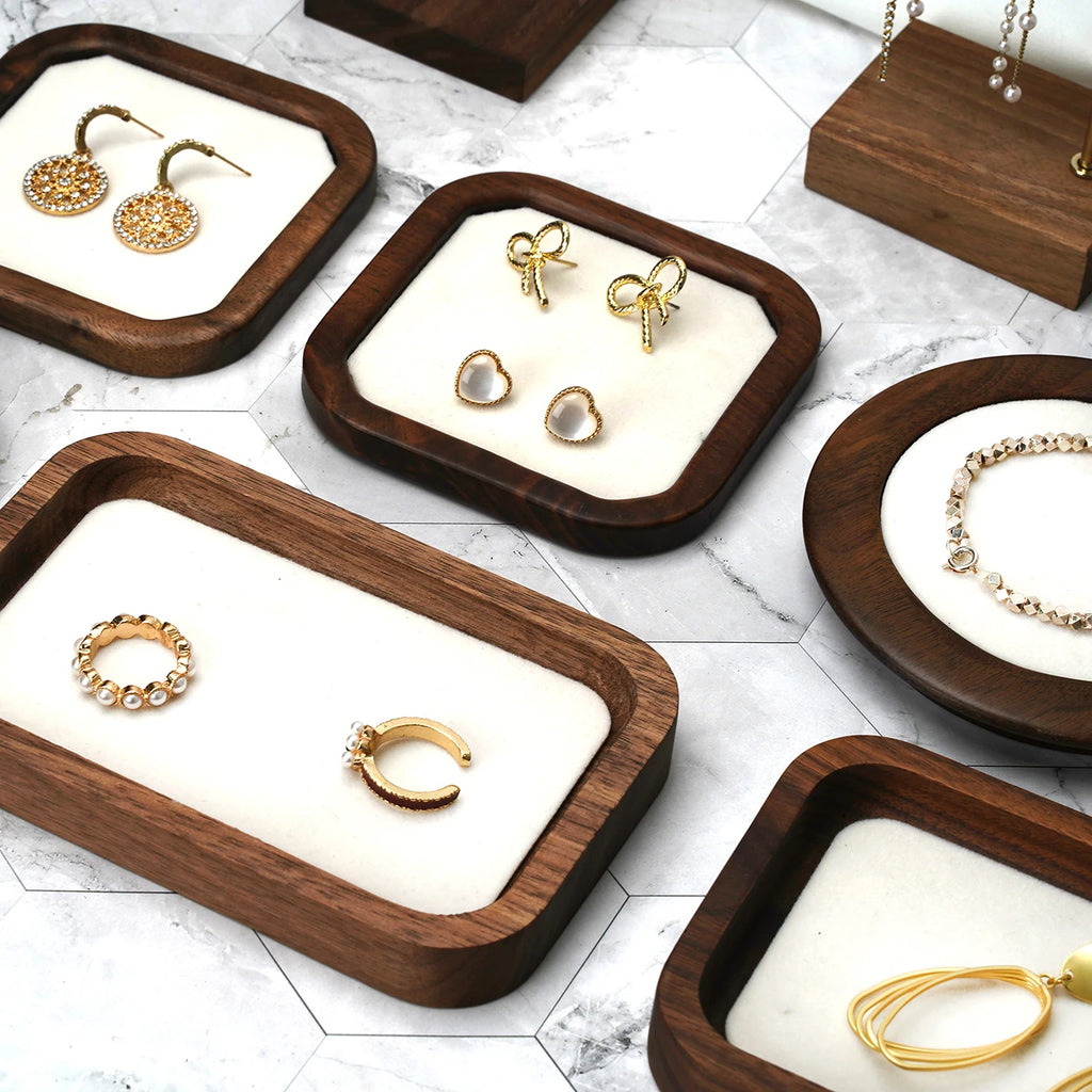 Solid Wood Jewelry Tray Bracelet Ring Display Props Jewelry Organizer Holder Necklace Case Display Stand Jewelry Plate