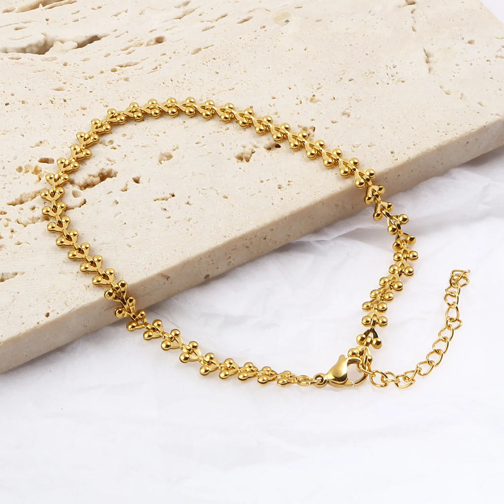 DoreenBeads Stainless Steel Anklet Gold Color For Women Beach Foot Leg Chain Ankle Bracelets Jewelry Gift 22.5cm-23.5cm, 1 Piece