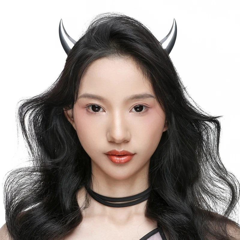 Punk HipHop Demon's Horn Metal Headband Hairpins Lucifer Anime Design For Women Men Girls Jewelry Accessories
