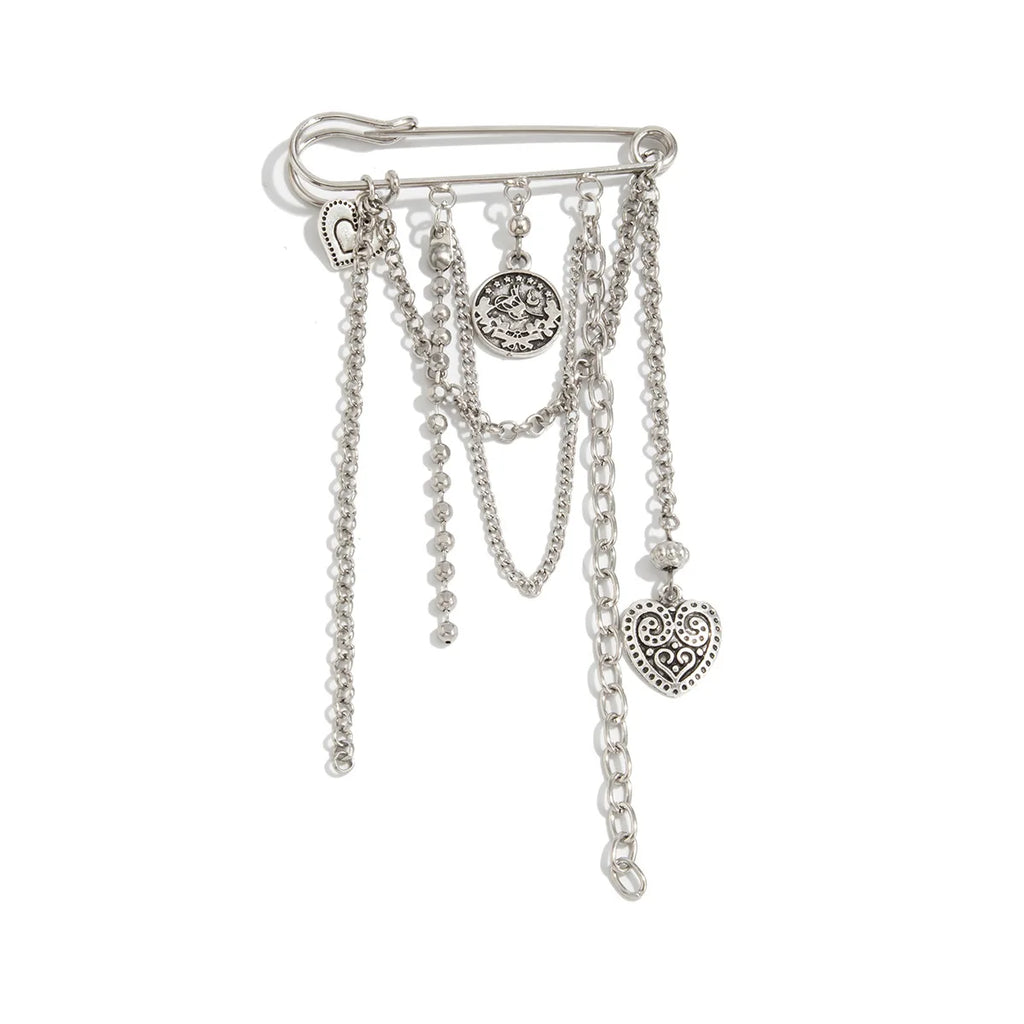 Retro Metal Heart-Shaped Tassel Pendant Pin Pants Ankle Chain 2025 Creative Sweet Imitation Pearl Girl Fashion Charm Jewelry