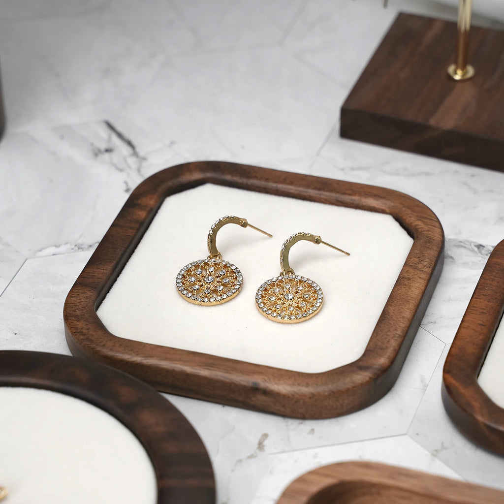 Solid Wood Jewelry Tray Bracelet Ring Display Props Jewelry Organizer Holder Necklace Case Display Stand Jewelry Plate
