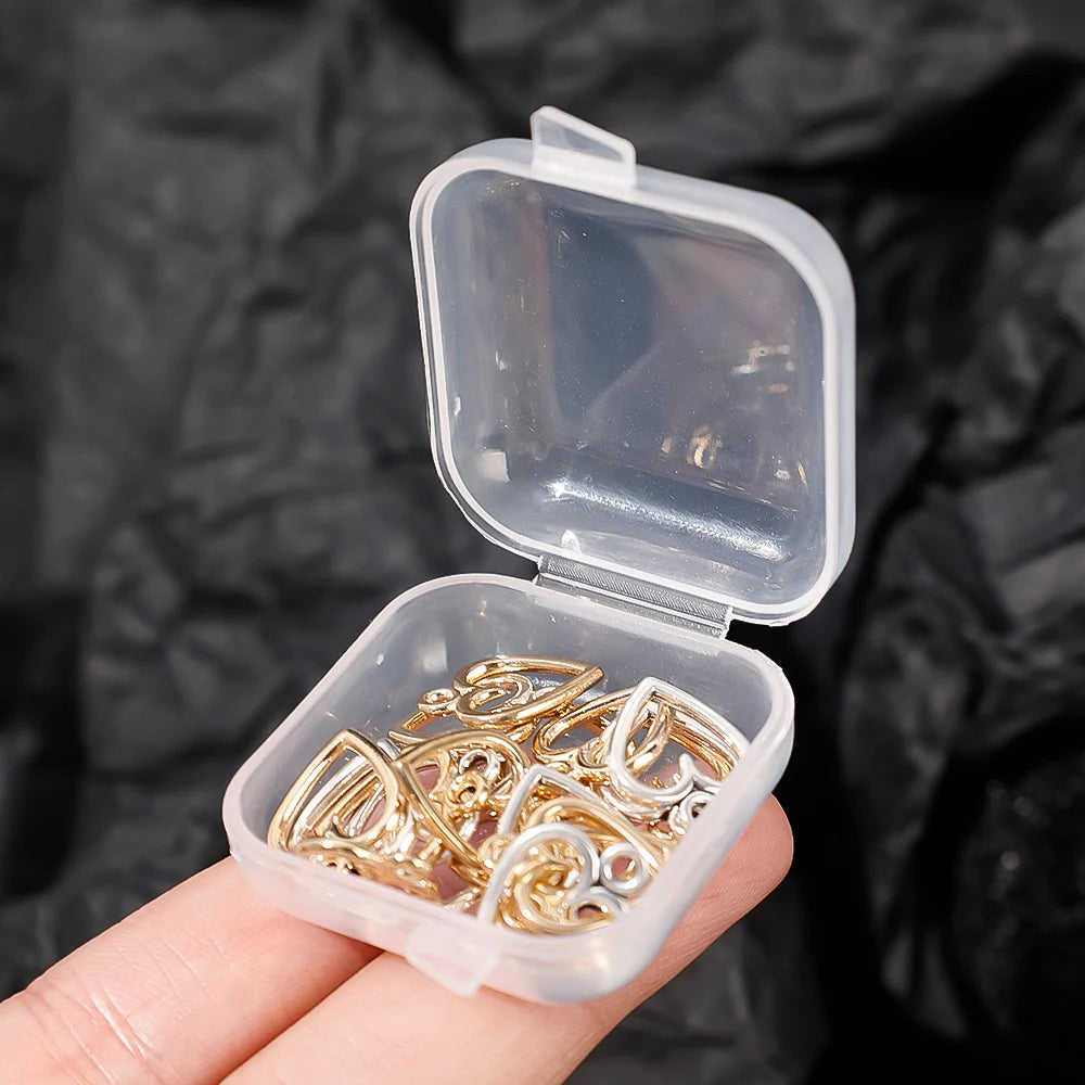 100pcs Lots Mini Square Storage Box Transparent Plastic Flip Cover Small Case Pill Jewels Dustproof Storage Pack Boxes Wholesale