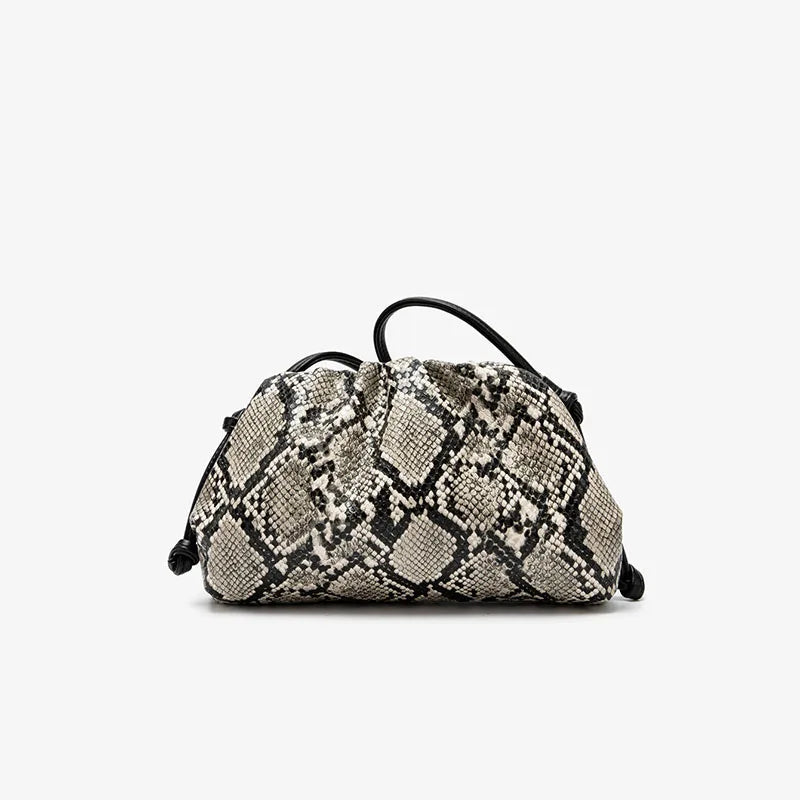 Ruched Serpentine Dumpling Bags for Women Pouch Handbag Clutch Snake Pattern Shoulder Crossbody Bag Luxury Designer Bag