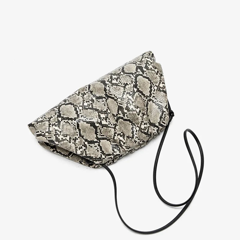 Ruched Serpentine Dumpling Bags for Women Pouch Handbag Clutch Snake Pattern Shoulder Crossbody Bag Luxury Designer Bag