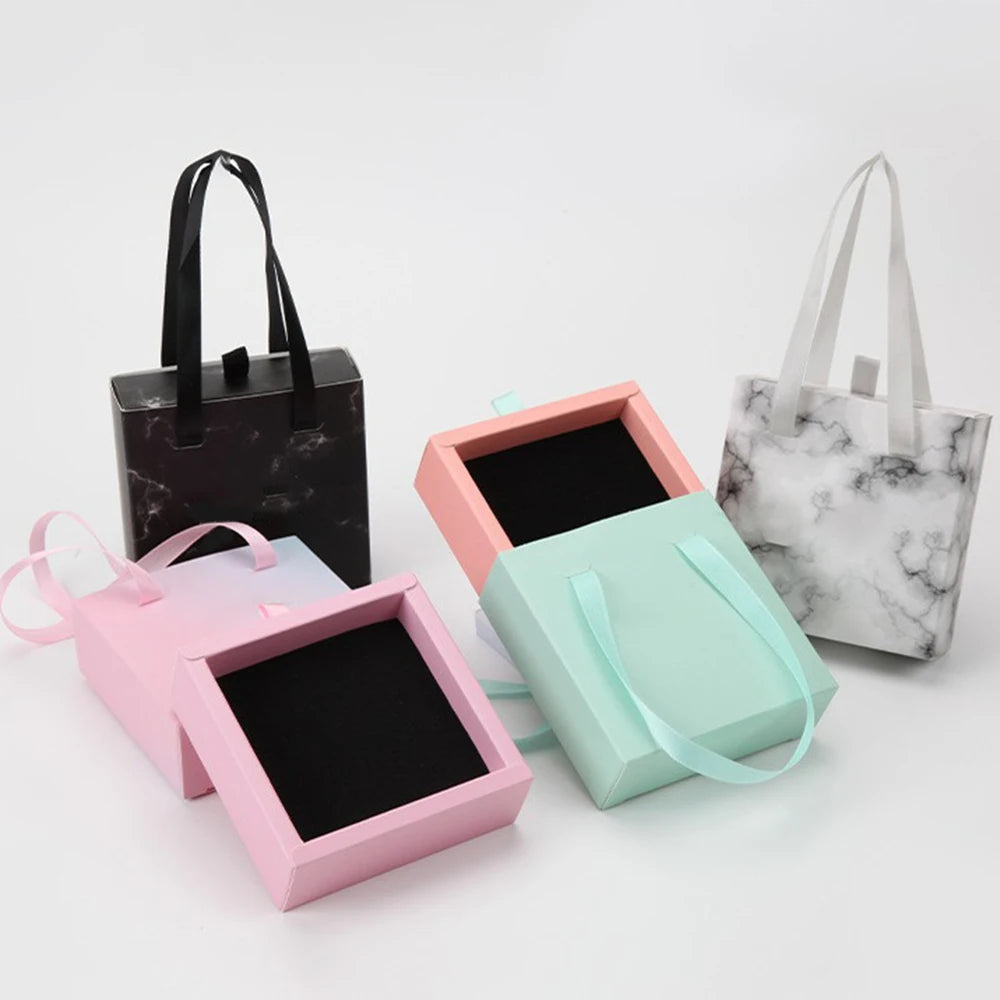 Paper Pull-Out Drawer Jewelry Box Handheld Jewelry Box Bracelet Ring Earring Necklace Storage Case Gift Packaging Box