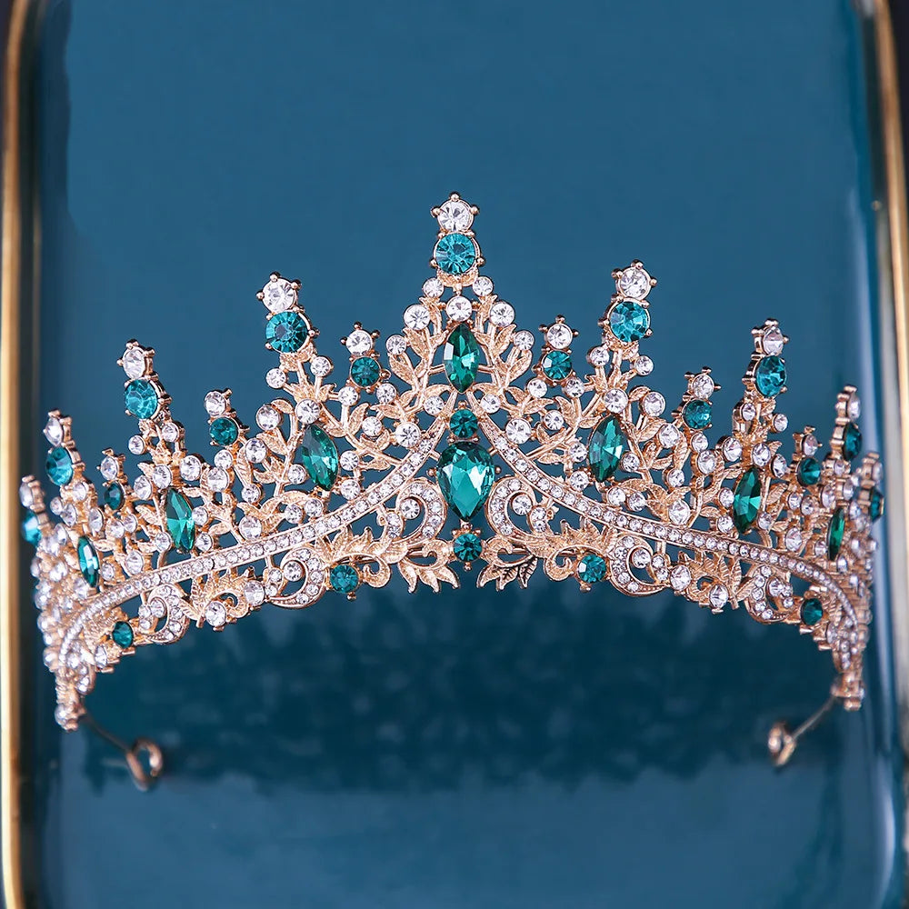 DIEZI Baroque Bridal Crown Headwear Crystal Hair Dress Accessories Tiara For Women Wedding Rhinestone Crown Hair Jewelry