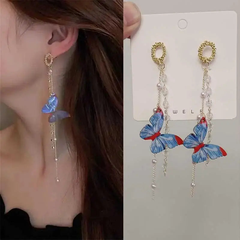 Green Crystal Butterfly Earrings