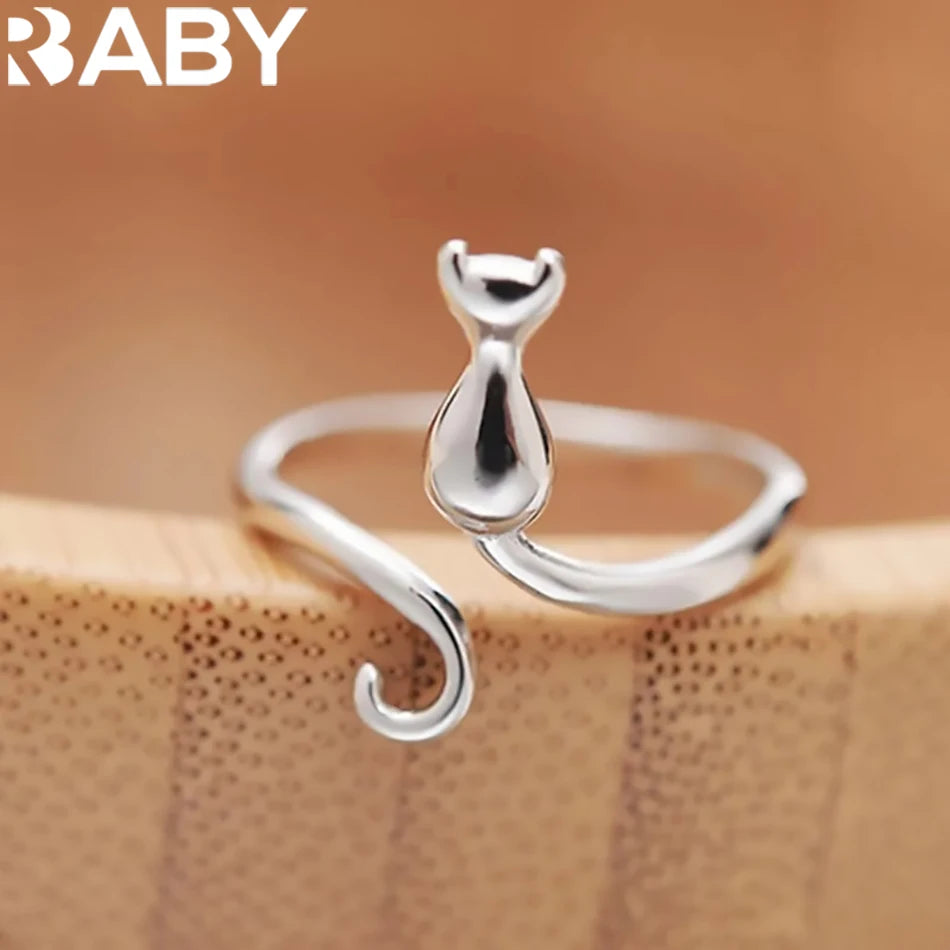 925 Sterling Silver Cat Rings For Women Engagement Luxury Designer Jewelry Female Offers With Free Shipping URBABY Jewellery