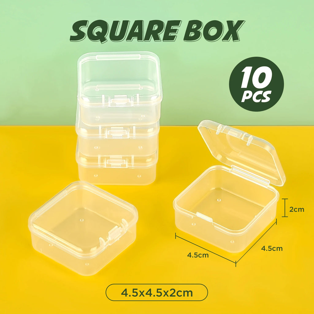 10Pcs Set Mini Plastic Box Rectangular Box Storage Translucent Packing Dustproof Durable Strong Jewelry Storage Case Container