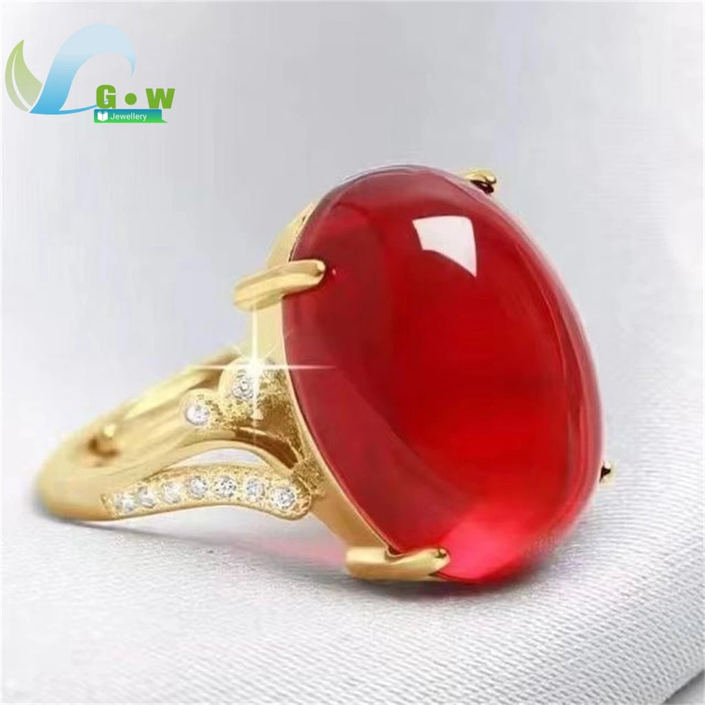 Red Agate Jade Ring Female Opening Adjustable Simple Style Chalcedony Sterling Silver Ring for Mom Women Rings Fine Jewelry Gift