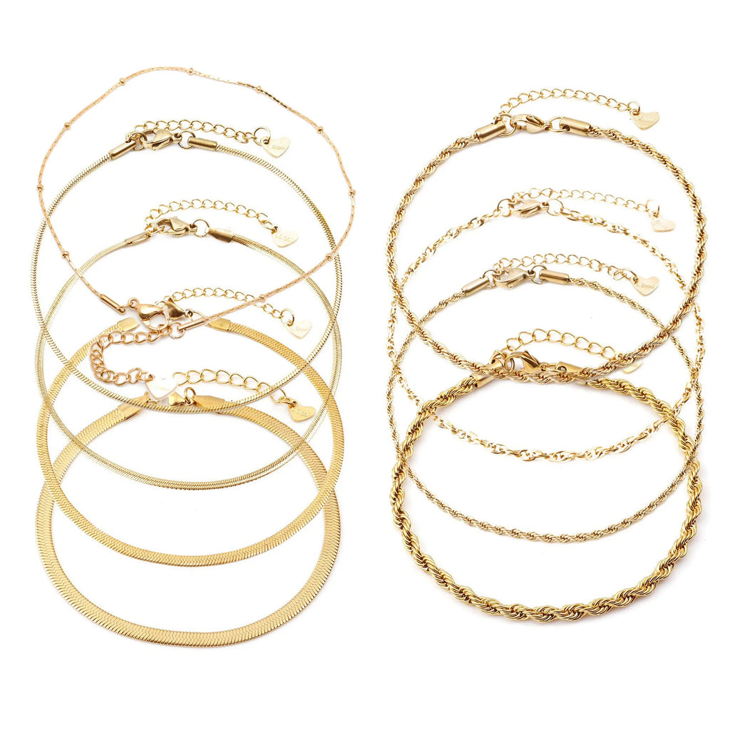 Fashion Stainless Steel Link Chain Anklet Gold Color Bracelet For Women Barefoot Beach Leg Chain Summer Jewelry Gift 23.5cm long