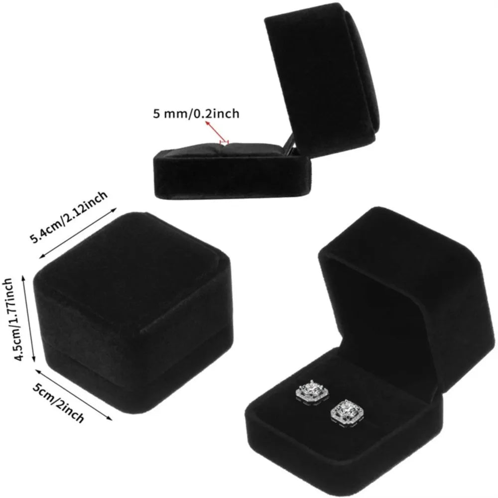 1Pcs Black Velvet Ring Boxes Holder For Proposal Wedding Engagement Earring Jewelry Counter Display Storage Box Wholesale