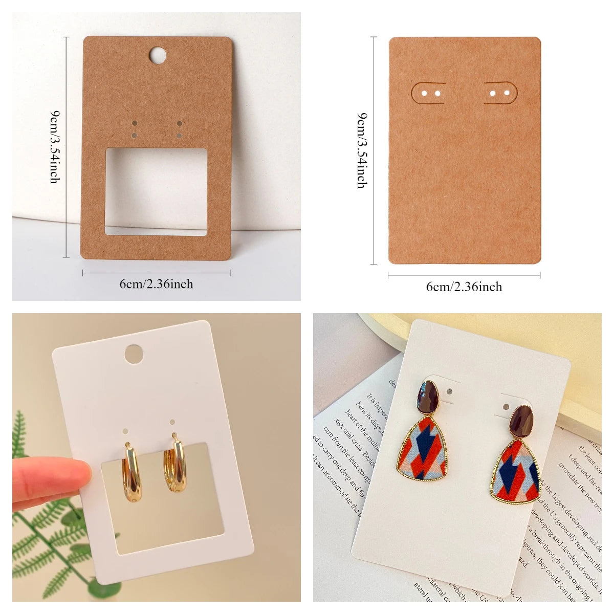 50pc 6x9cm Self-adhesive Plastic Cello Bag Earrings Display Necklaces KeyChain Cards for DIY Making Cardboard Jewelry Packaging