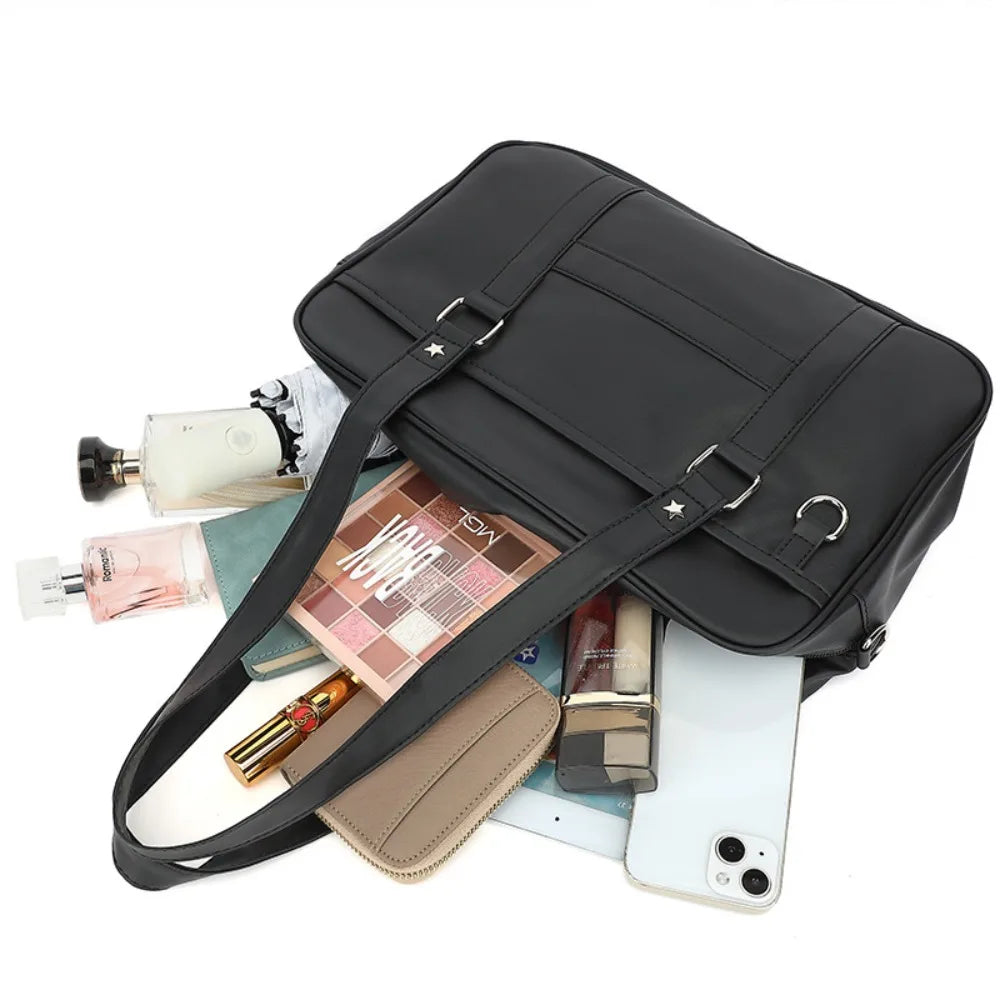Japanese Style JK Handbag Shoulder Bag PU Leather Simple Handbags Crossbody Bag Itabag Single Bag for Women Student Shoulder Bag