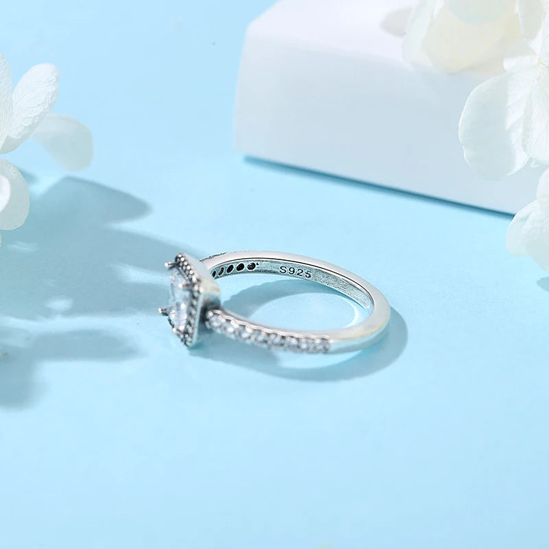 925 Sterling Silver Crown Heart Crystal Ring for Women