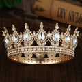 Royal Queen King Tiaras and Crowns for Wedding Party Round Rhinestone Diadem Bridal Cake Crown Hair Jewelry Birthday Gifts