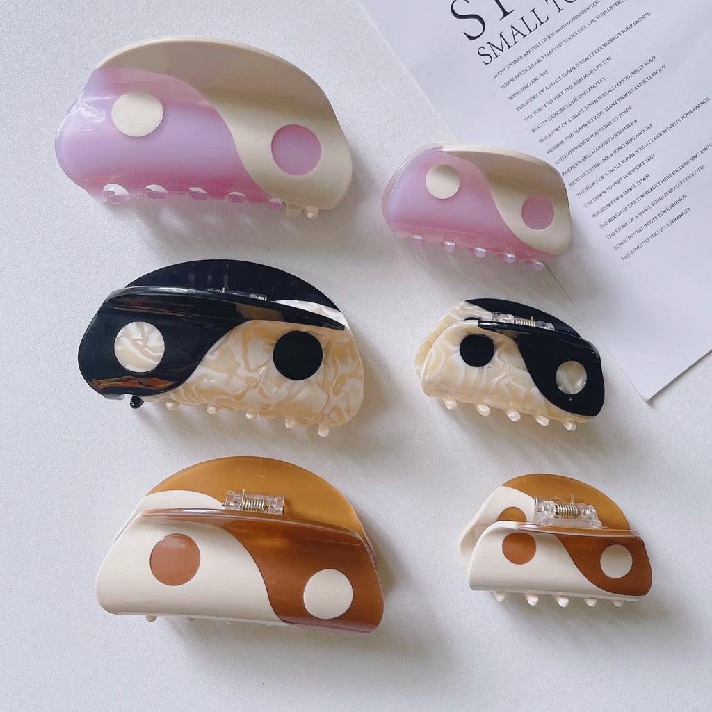 New Design Retro National Style Headdress Tai Chi Gossip Catch Yin Yang Geometric Hair Clip Claw For Women Headwear Accessorie