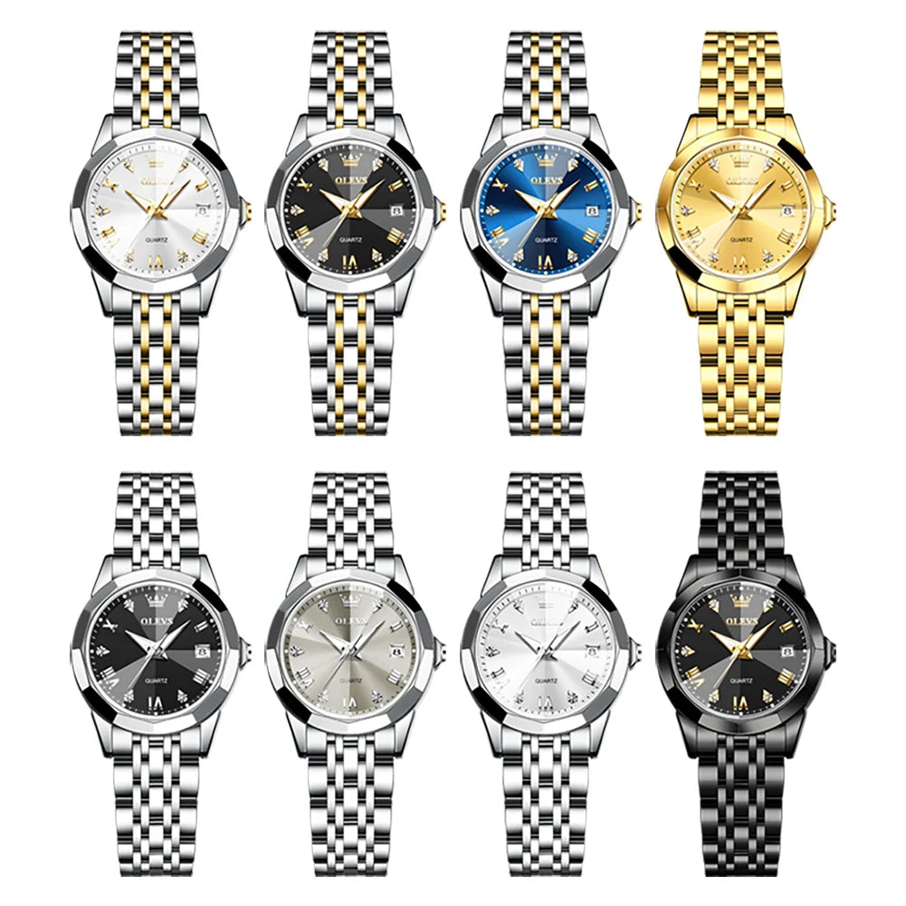 OLEVS 9931 Elegant Fashion Women's Watches Luxury Brand Original Quartz Watch for Ladies Waterproof Stainless Steel Luminous Dat