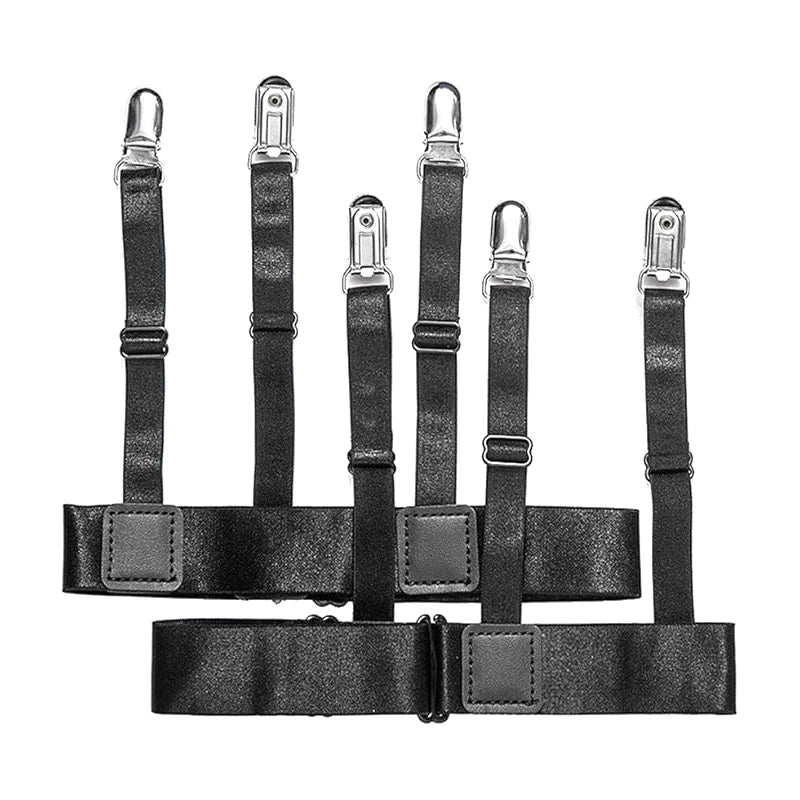 2pcs Men Shirt Stays Belt With Non-slip Locking Clips Keep Shirt Tucked Leg Thigh Suspender Garters Adjustable Locking Strap