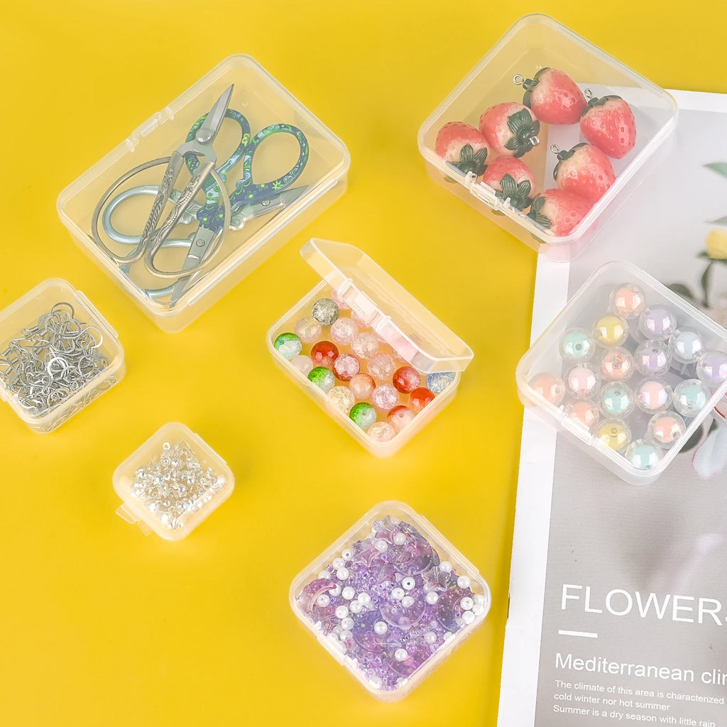 10Pcs Set Mini Plastic Box Rectangular Box Storage Translucent Packing Dustproof Durable Strong Jewelry Storage Case Container