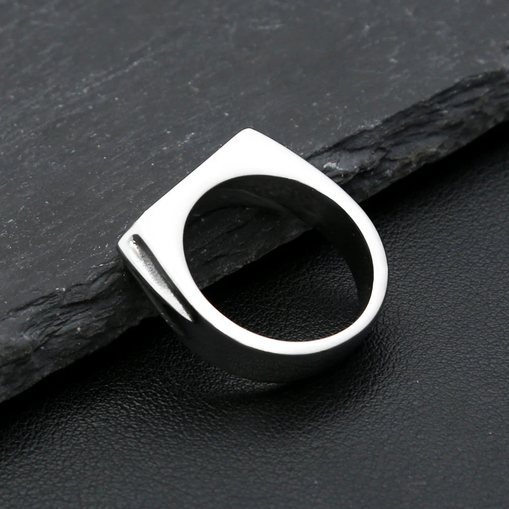 Fashion 316L Stainless Steel Simple Rings For Men Women Punk Hip Hop Square Band Flat Top Signet Ring Charm Party Jewelry Gifts
