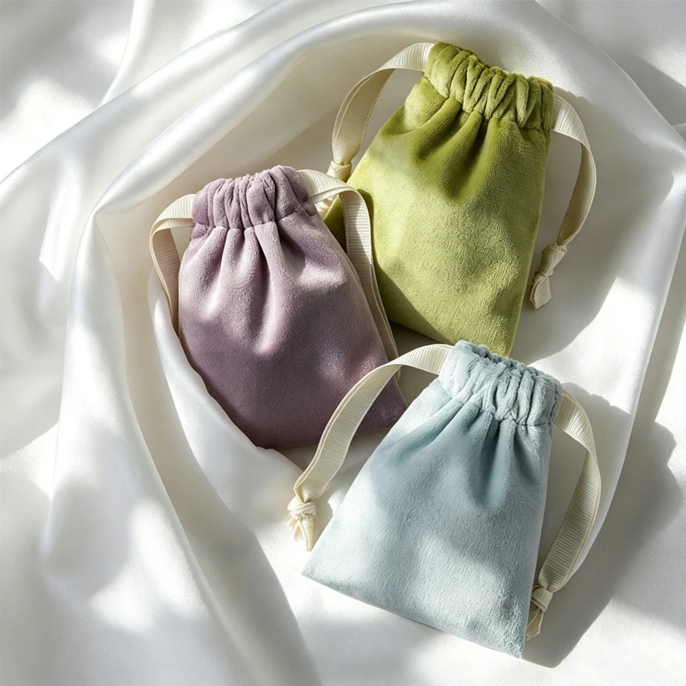 50Pcs Soft Velvet Jewelry Drawstring Bag Gift Packaging Sachet Wedding Birthday Party Favor Candy Storage Display Festival Pouch