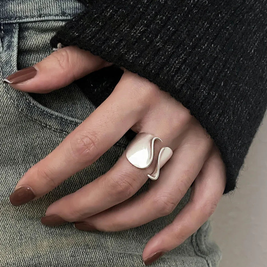 XIYANIKE Hip Hop Geometric Irregular Wide Cuff Finger Rings For Women Girl Fashion New Jewelry Gift Party Rock Anillos Mujer