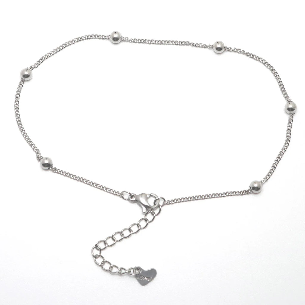 New Trendy Stainless Steel Anklet Gold Color Round Link Chains On Foot Barefoot Sandals Anklet Bracelet Women Summer Jewelry,1PC