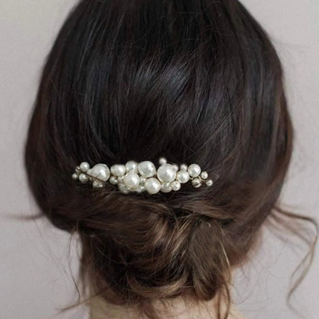Freshwater Pearls Hair Combs Wedding Bridal Jewelry Hair Accessories Hair Clip Silver Color Headpiece Pearl Comb for Women Jewel