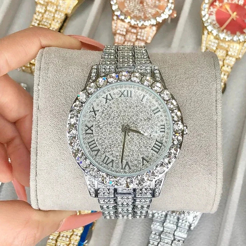 New Luxury Shiny Diamond Watch for Women Elegant Brand Quartz Steel Bracelet Watches Zircon Crystal Fashion Wristwatch Clock