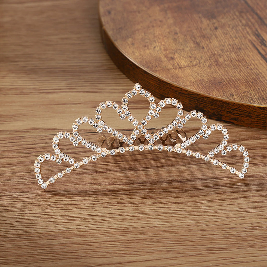Simple Tiaras and Crown with Hair Combs for Little Princess Girls Kids Birthday Party Hair Jewelry Accessories Pearl Headpieces