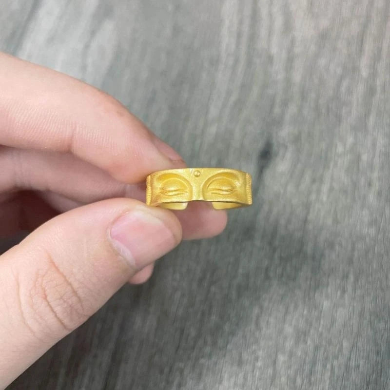 Allergy Free Rings Adjustable Buddhas Half Face Shaped Open Rings Buddhist Finger Rings Ornament Handmade Jewelry